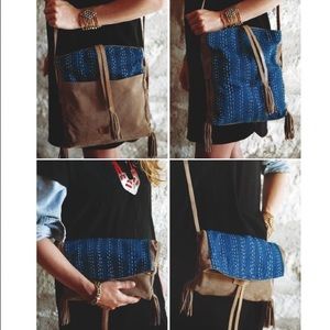 Noonday Kantha Crossbody Suede Bag